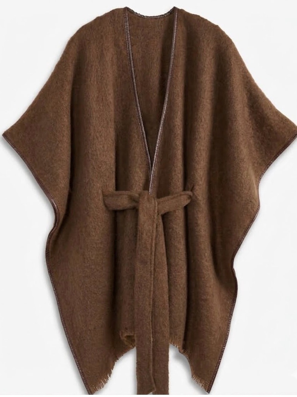 Cozy Belted Ruana Topper Dark Brown One Size Fits Most New With Tags INC.